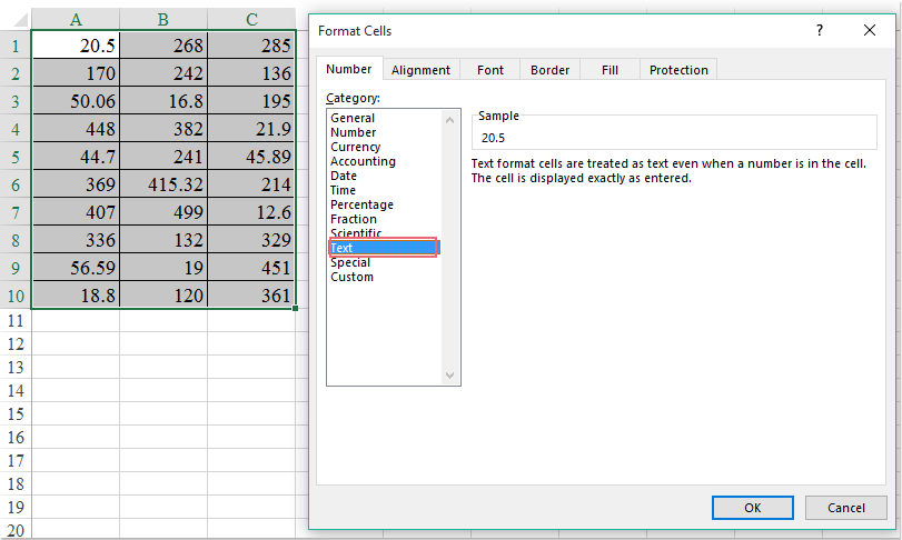 convert numbers to excel